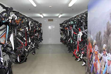 The bike room in Hotel Bahia.